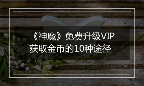 《神魔》免费升级VIP获取金币的10种途径