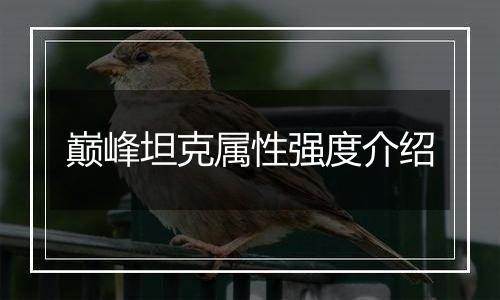 巅峰坦克属性强度介绍