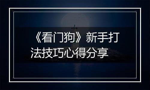 《看门狗》新手打法技巧心得分享