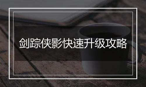 剑踪侠影快速升级攻略