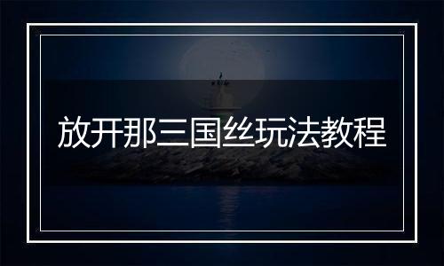 放开那三国丝玩法教程