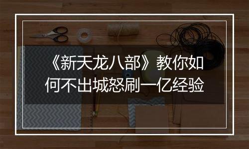 《新天龙八部》教你如何不出城怒刷一亿经验