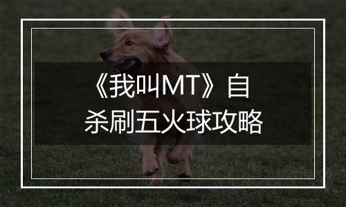 《我叫MT》自杀刷五火球攻略