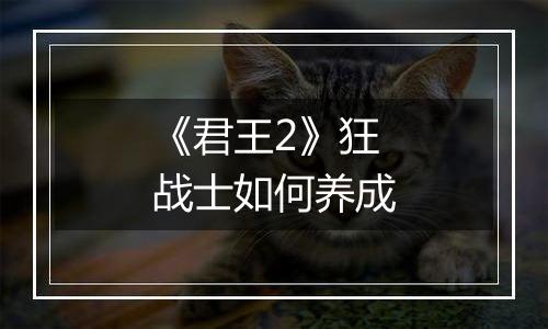 《君王2》狂战士如何养成