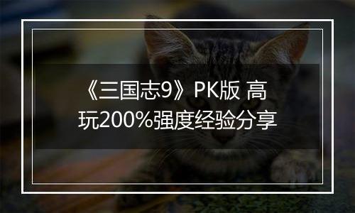 《三国志9》PK版 高玩200%强度经验分享