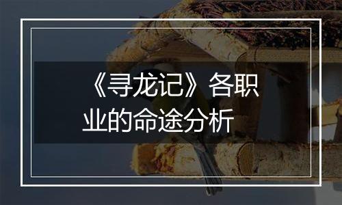 《寻龙记》各职业的命途分析