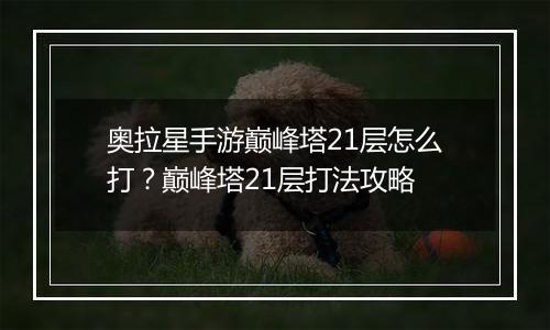 奥拉星手游巅峰塔21层怎么打？巅峰塔21层打法攻略