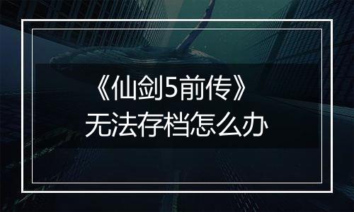 《仙剑5前传》无法存档怎么办