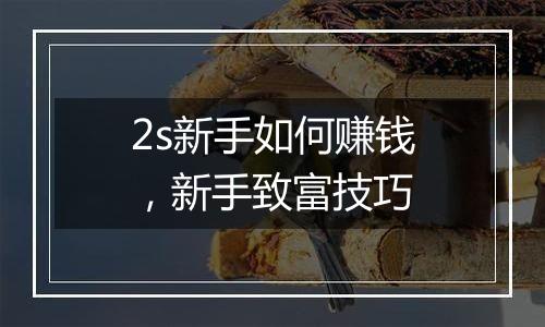 2s新手如何赚钱，新手致富技巧