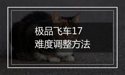 极品飞车17难度调整方法