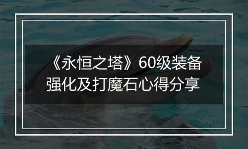 《永恒之塔》60级装备强化及打魔石心得分享