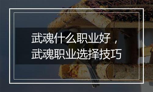 武魂什么职业好，武魂职业选择技巧