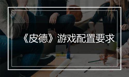 《皮德》游戏配置要求