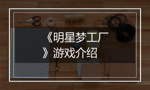 《明星梦工厂》游戏介绍