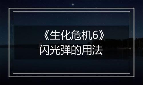 《生化危机6》闪光弹的用法