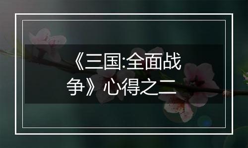 《三国:全面战争》心得之二