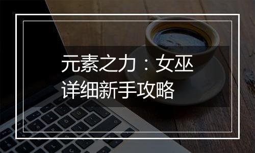 元素之力：女巫详细新手攻略