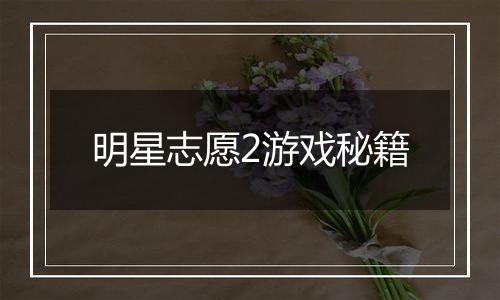 明星志愿2游戏秘籍