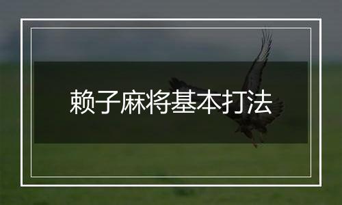 赖子麻将基本打法