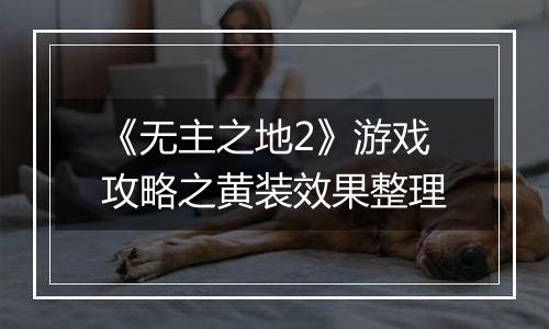 《无主之地2》游戏攻略之黄装效果整理