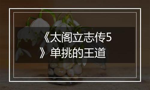 《太阁立志传5》单挑的王道