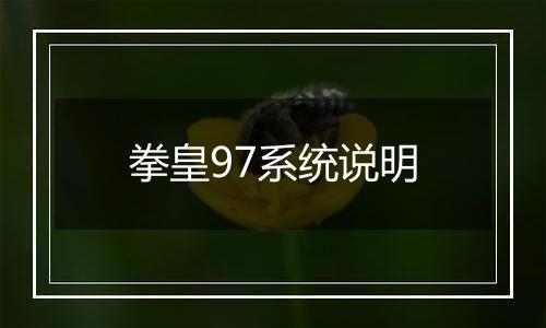 拳皇97系统说明