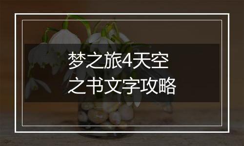 梦之旅4天空之书文字攻略