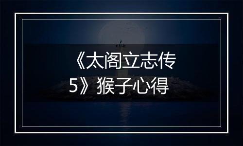 《太阁立志传5》猴子心得
