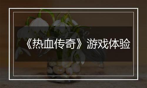 《热血传奇》游戏体验