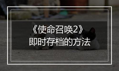 《使命召唤2》即时存档的方法