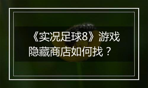 《实况足球8》游戏隐藏商店如何找？