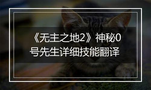 《无主之地2》神秘0号先生详细技能翻译