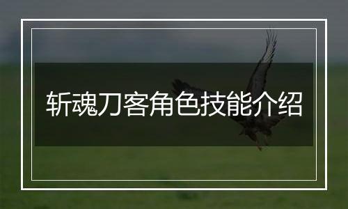 斩魂刀客角色技能介绍