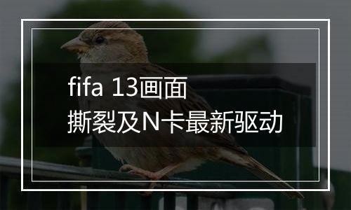 fifa 13画面撕裂及N卡最新驱动