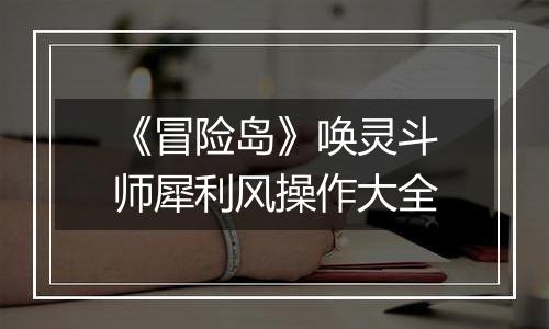 《冒险岛》唤灵斗师犀利风操作大全