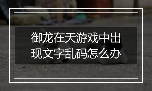 御龙在天游戏中出现文字乱码怎么办