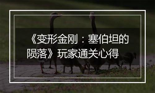 《变形金刚：塞伯坦的陨落》玩家通关心得