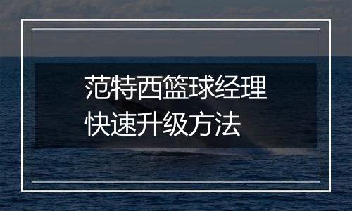 范特西篮球经理快速升级方法