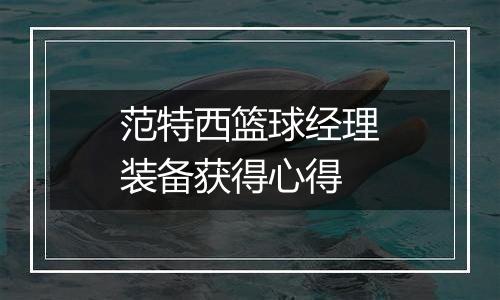 范特西篮球经理装备获得心得