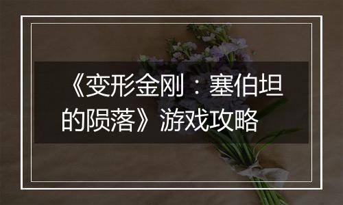 《变形金刚：塞伯坦的陨落》游戏攻略