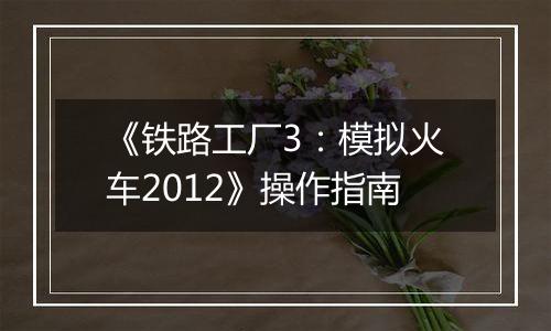 《铁路工厂3：模拟火车2012》操作指南