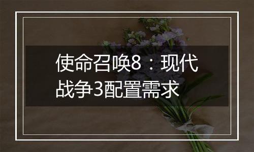 使命召唤8：现代战争3配置需求