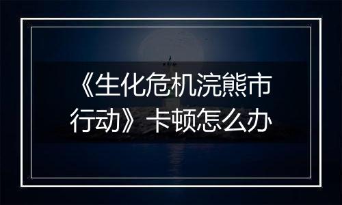 《生化危机浣熊市行动》卡顿怎么办