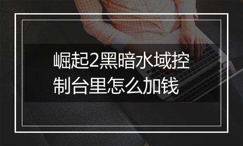 崛起2黑暗水域控制台里怎么加钱