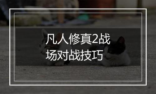 凡人修真2战场对战技巧