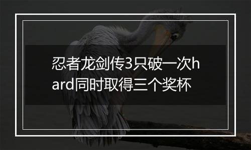 忍者龙剑传3只破一次hard同时取得三个奖杯