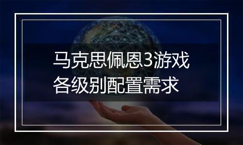 马克思佩恩3游戏各级别配置需求