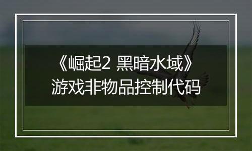 《崛起2 黑暗水域》游戏非物品控制代码