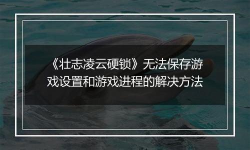 《壮志凌云硬锁》无法保存游戏设置和游戏进程的解决方法