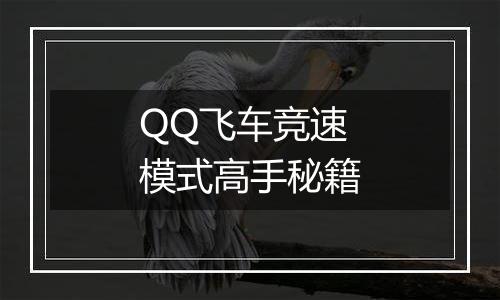 QQ飞车竞速模式高手秘籍